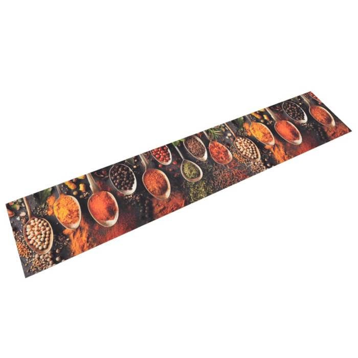 vidaXL Tapis de cuisine lavable impression cuillère épices 60x300 cm 136545