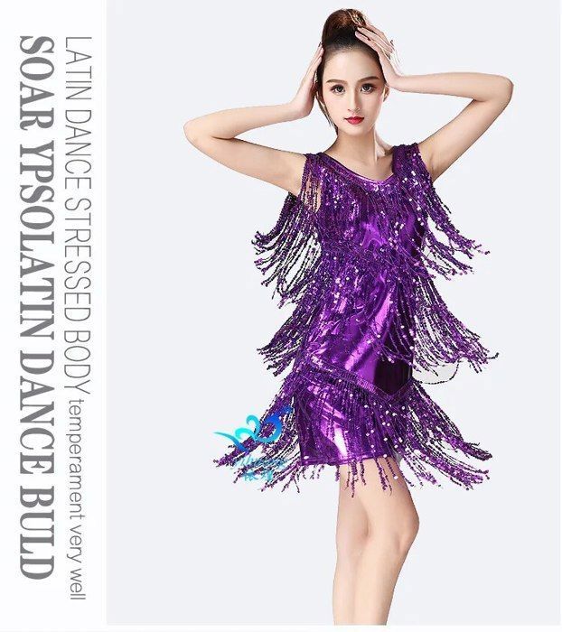 KBOPLEMQ Costume Des Années 20 Pour Femme - Robe Charleston - Robe à Paillettes - Robe à Paillettes - Great Gatsby - Cocktail - Costume De Carnaval - Manches Courtes à Franges - Col Rond - Robe