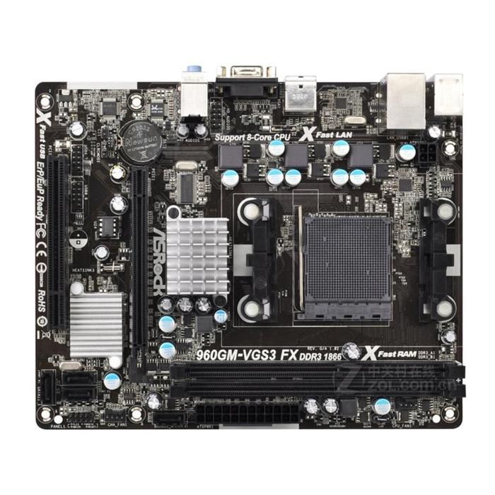 Carte mère ASRock 960GM-VGS3 FX AMD 760G Socket AM3/AM3+ 2xDDR3 16GB Micro ATX - Asrock