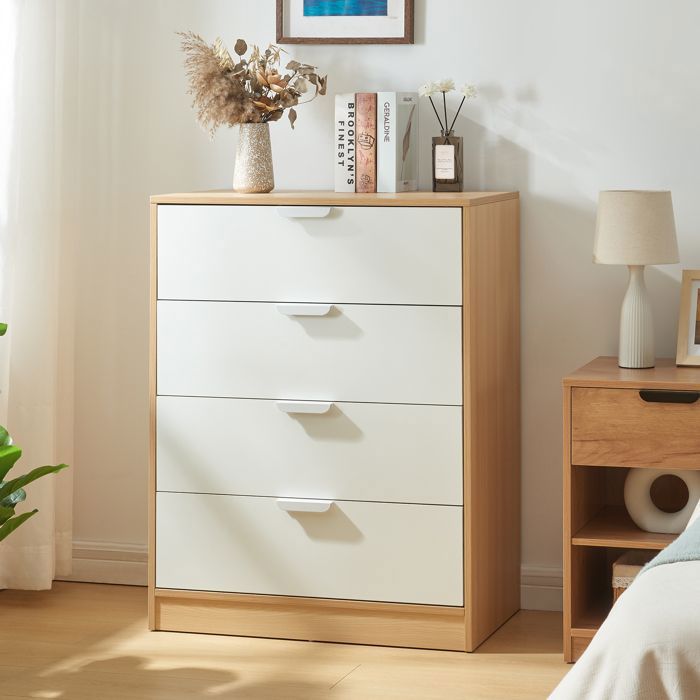 Commode Varkaus 90 x 70 x 40 cm effet chêne blanc Commode Varkaus 90 x 70 x 40 cm effet chêne blanc