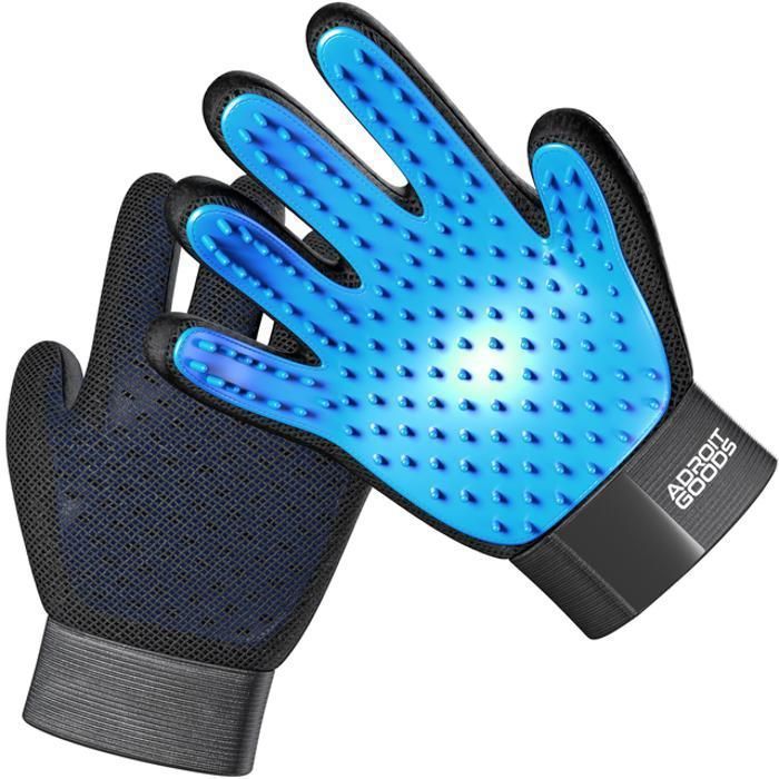 Meilleurs prix pour AdroitGoods Gant pour enlever les poils des animaux de compagnie - pour chats et chiens - bleu