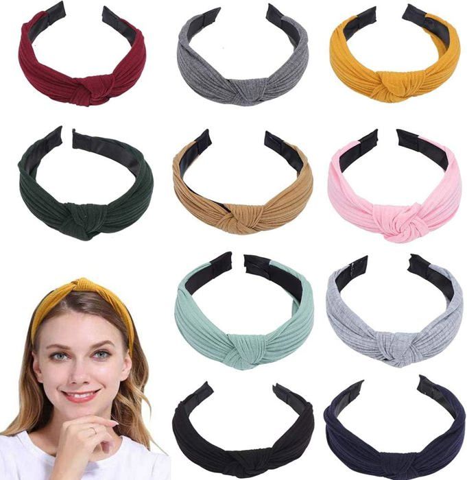 Comparer les prix de 10 Couleurs Bandes De Cheveux Rétro pour Dames Accessoires Pour Cheveux Arc Mode Bandeaux élastiques élastiques