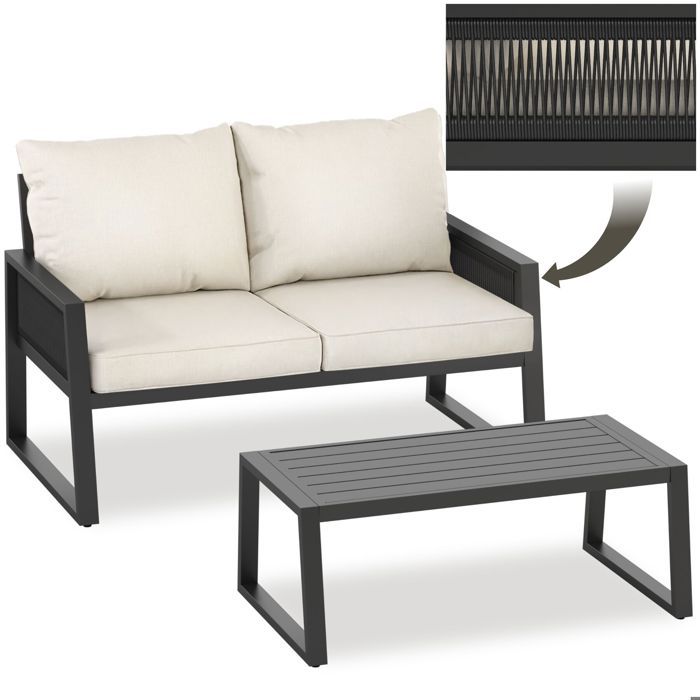 Salon de jardin - TECTAKE - Salon de jardin CAPTIVE en aluminium avec coussins épais design moderne - Gris anthracite Salon de jardin - TECTAKE - Salon de jardin CAPTIVE en aluminium avec coussins épais design moderne - Gris anthracite