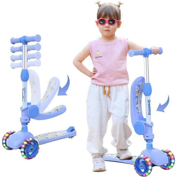 Trottinette Avec Siège 3 En 1 Pour Enfants Patinette Réglable En