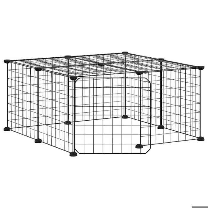 Meilleurs prix pour Meilleures Poulailler-Enclos-Cage animaux - de compagnie à 12 panneaux et porte Noir 35x35 cm SSD5256575