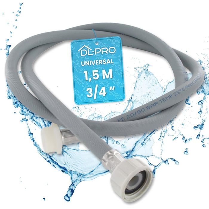 Rallonge Tuyau D'alimentation 1,5 M 3/4 – Pour Machine à Laver Et Lave-vaisselle, Eau Froide