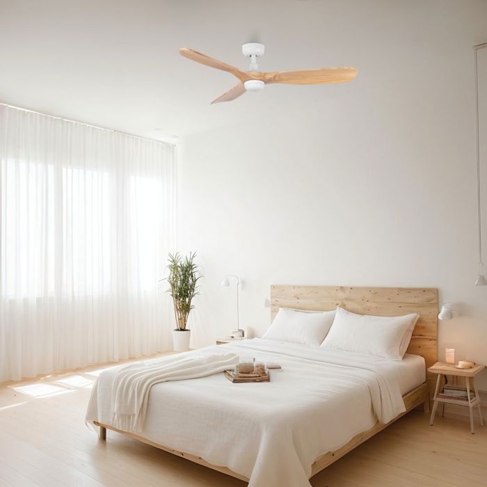ROWIND Ventilateur de Plafond Blanc/Pin avec Lumière Ø120 cm - Ventyly