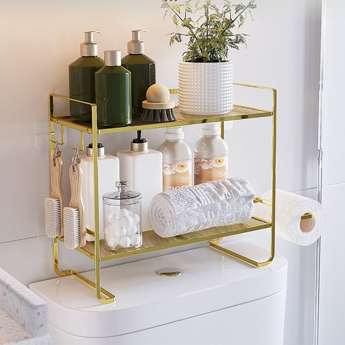 Étagère de salle de bains en métal 2 Niveaux Pour Wc 45x36x16cm OR