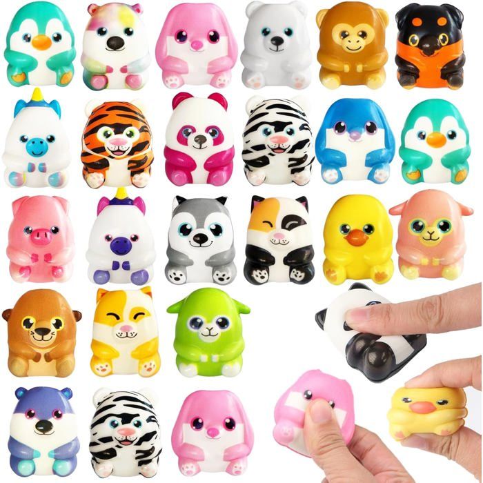 24 PCS Mignon Squeeze Animaux Jouets Kawaii Mochi Squishy Toy Squishy Jouet Anti Stress Oeufs Paques Cadeau De Noël Récompense