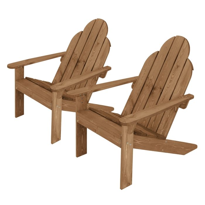 ECD Germany 2x Chaise de Jardin Adirondack Bois Massif de Sapin 92 5x70x89cm Marron Dossier Accoudoir Résistante aux Intempéries ECD Germany 2x Chaise de Jardin Adirondack Bois Massif de Sapin 92 5x70x89cm Marron Dossier Accoudoir Résistante aux Intempéries