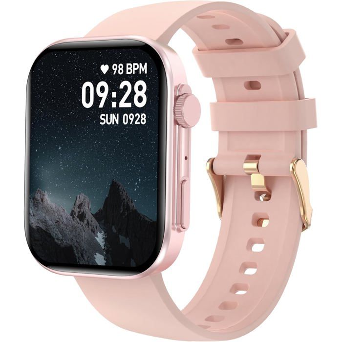 Montre Connectée Unisexe - Écran 1.95 Pouces Incurvé - Appels Bluetooth, Suivi Santé, IP68 étanche