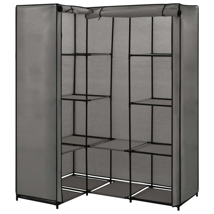 Gris Garde-robe CLARENCE Armoire penderie Pour chambre dangle Gris 130 x 87 x 169 cm LV1333