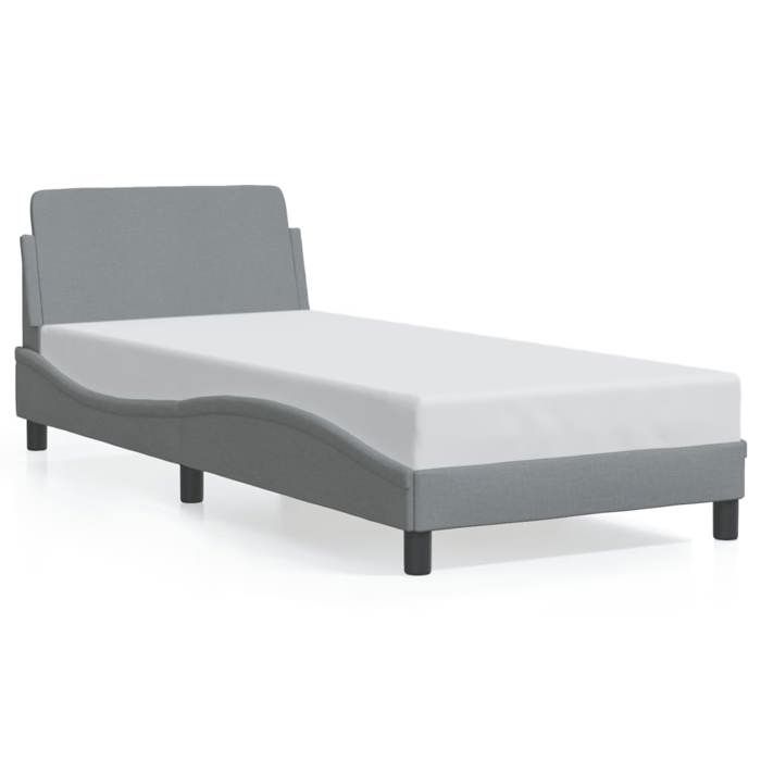 Lit chambre - VIDAXL - SOLOMON - 90x190 cm - Tissu polyester - Gris clair - Design élégant