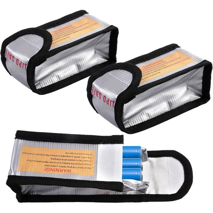Sacs de Sécurité pour Batterie Lipo Lot de 3 Sacs Ignifuges 12.5x6.5x5cm Protection Charge et Stockage Contre Incendie