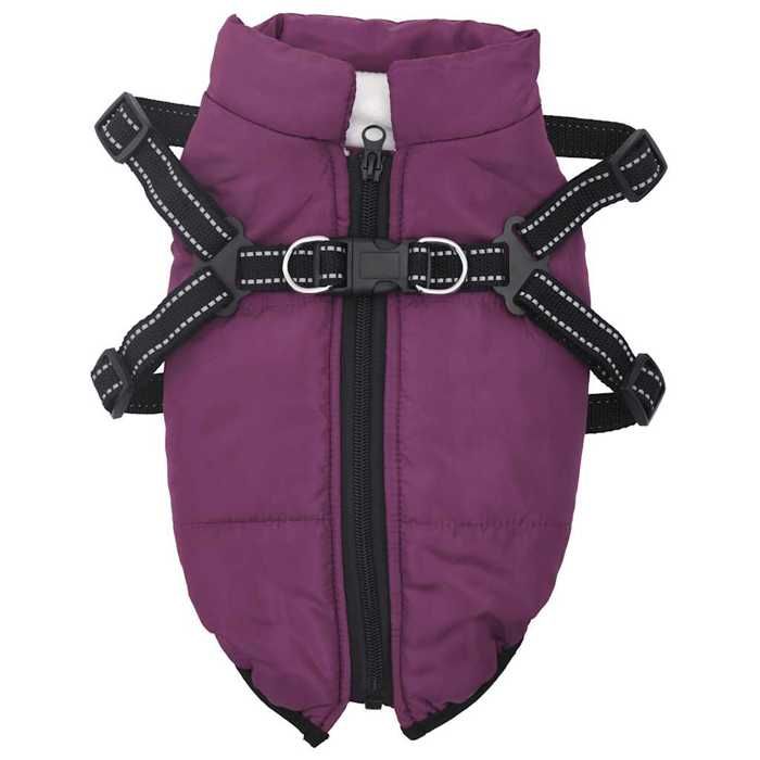Manteau pour chien imperméable - vidaXL - Harnais intégré - Violet - Taille L36 - Polyester et polaire - Étanche