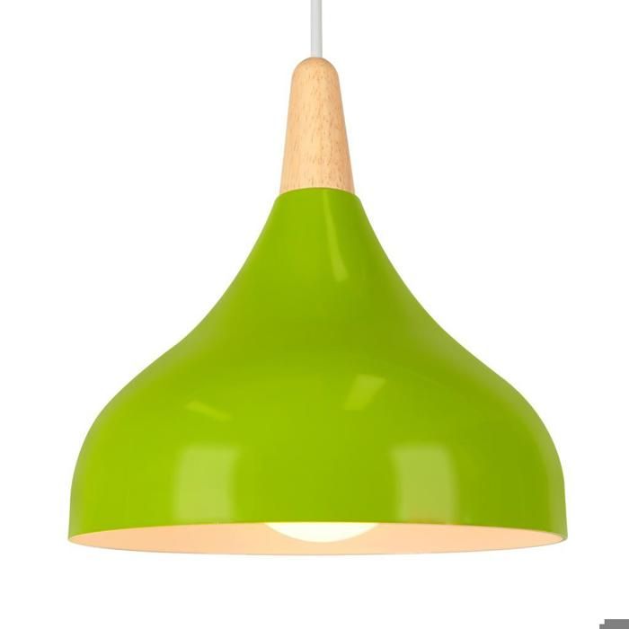WOTTES 1 x Lustre Suspension Rétro Luminaire Moderne Style Goutte Chapeau Plafonnier E27 Métal Vert brillant pour Salon