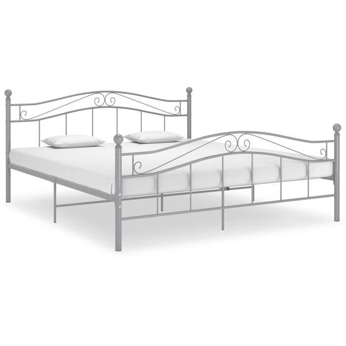 Cadre de lit en métal - UU - 140x200 cm - Gris métal - 209x147x925 cm - Robuste - Durable - Lattes solides