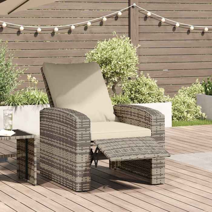 SALE 2026 Chaise de jardin Brun - Fauteuil inclinable de jardin avec coussins marron clair rotin PRO415653883