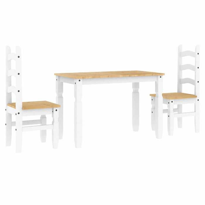SALE 2026Ensemble à manger Panama 3 pcs - Table de salle à manger et 2 Chaises de Repas - blanc - bois de pin massif112x60x75cm 2