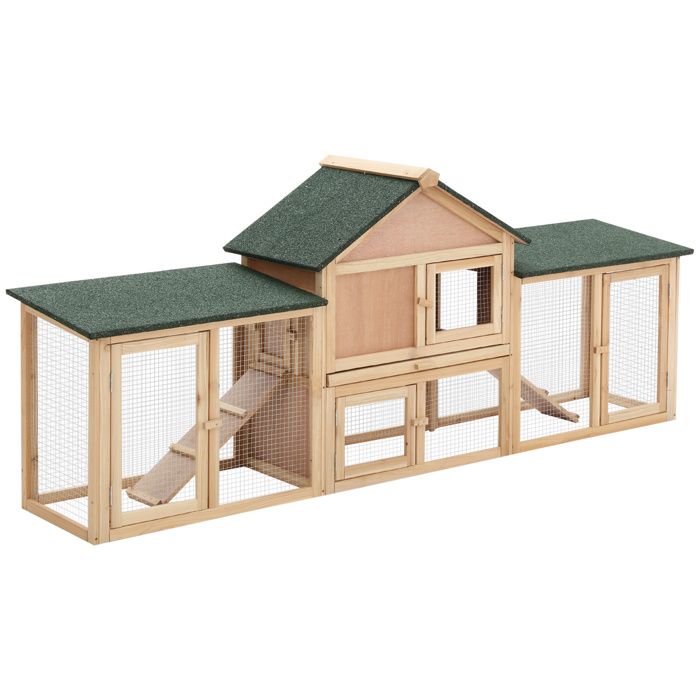 PawHut - clapier - Bois - 210x45.5x84.5cm - Bois naturel