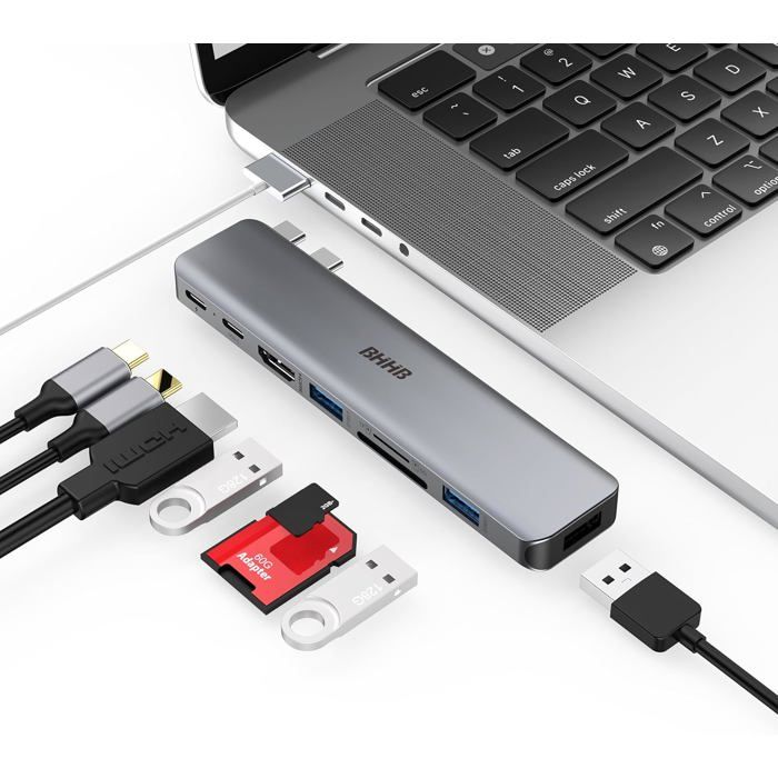 M81 Hub USB C Adaptateur pour MacBook Pro Air Dock 8 en 2 Adaptateur ...