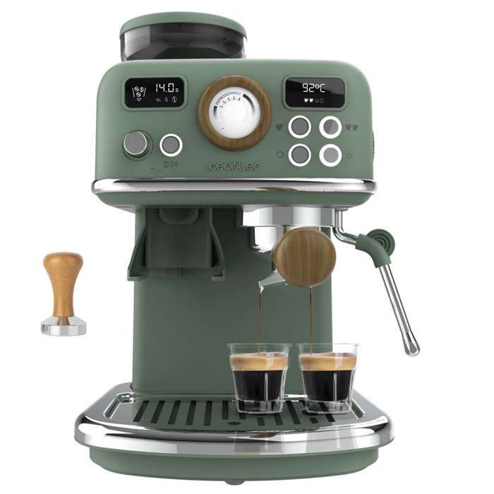 Cecotec Machine à Café Expresso Manuelle Power Espresso 20 Tradizionale Grind. 1500 W Moulin 20 Niveaux 20 Bars PID