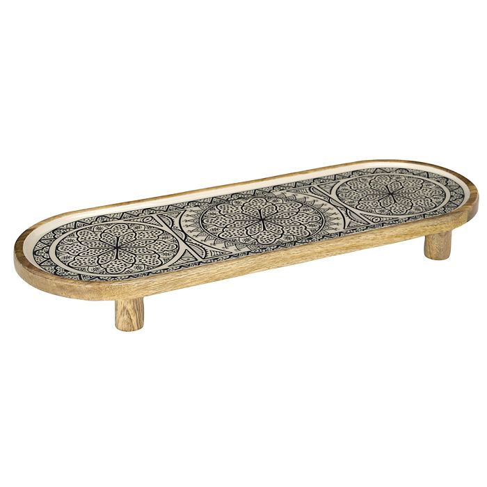 Plateau - Home Deco Factory - Dune - Bois - Oriental - Marron Et Noir
