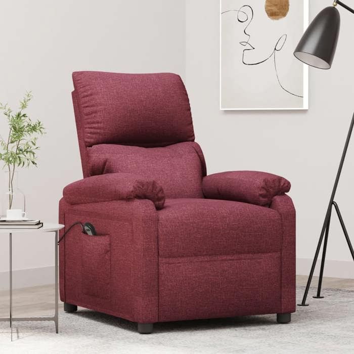 Chaise électrique 1 PERSONNE Rouge - Magnifique Fauteuil inclinable relax Rouge bordeaux Tissu 70 5x90x100cm 8562