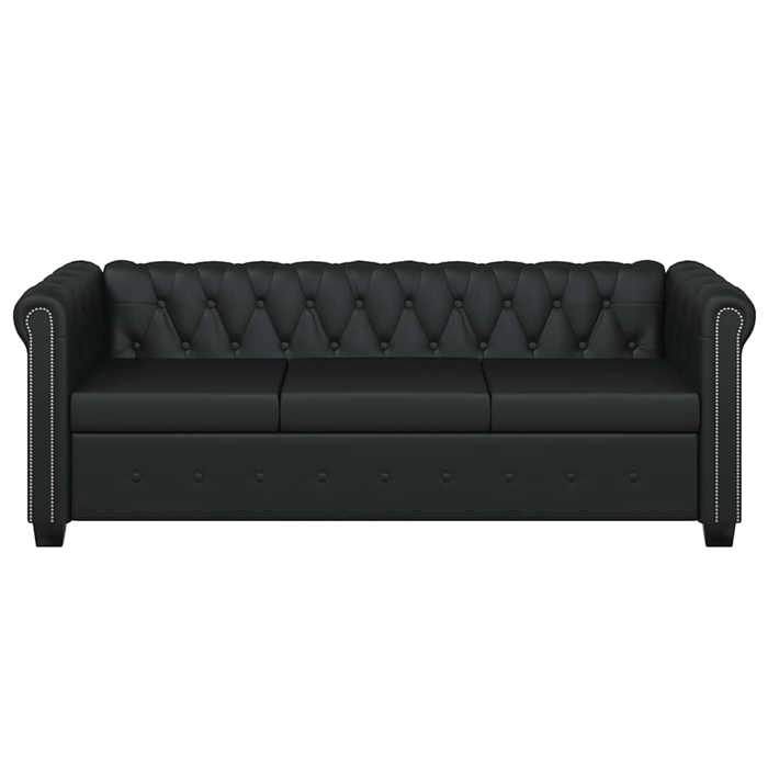 Canapé Chesterfield Sofa à 3 places - salon à Trois places/Canapé Triple - salon à Trois places/Canapé Triple - cuir synthétique noi