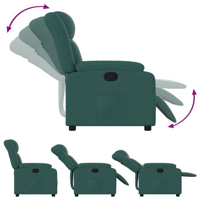 Fauteuil relax - Vert - Fauteuil inclinable - maximale : 110 kg - Vert foncé Tissu 78x92x98 cm F7531