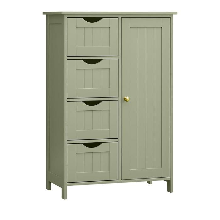 Armoire de rangement - AUTREMENT - Colonne 30x55x82 cm - 4 tiroirs - Porte avec étagère réglable - Vert Forêt