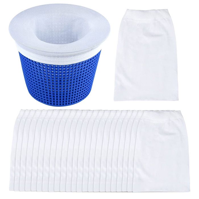 Lot de 20 chaussettes filtrantes pour skimmer de piscine chaussettes filtrantes haute élasticité (adaptées aux paniers de skimmer)