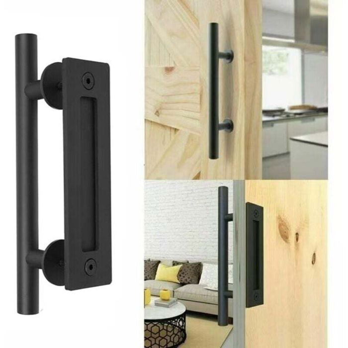 Poignée porte coulissante noir aluminium tirage set pour porte bois coulissante 30cm Femeo