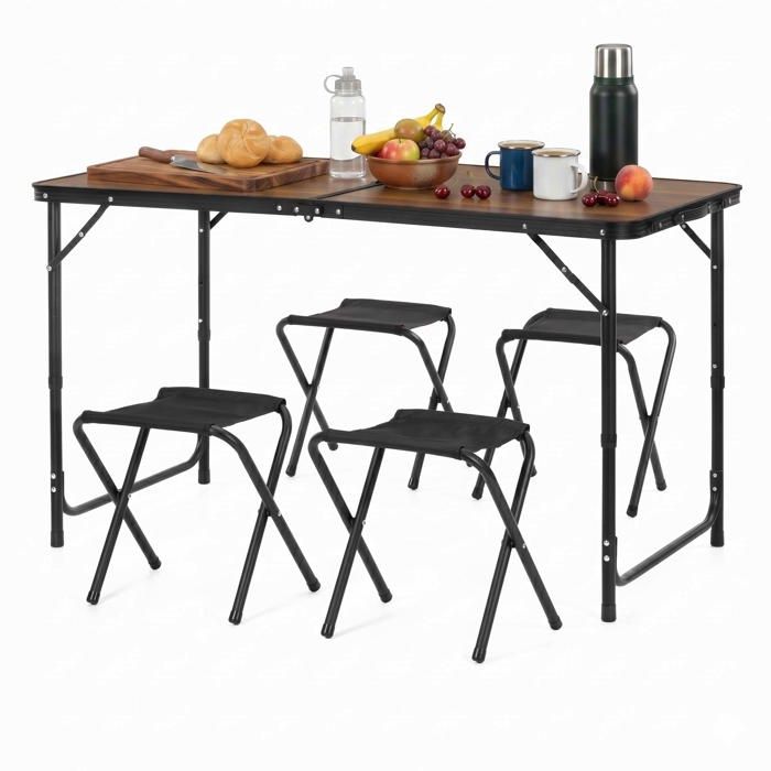 Ensemble camping pliant - SPRINGOS - CS0180 - format valisette - 4 chaises - table réglable 3 hauteurs