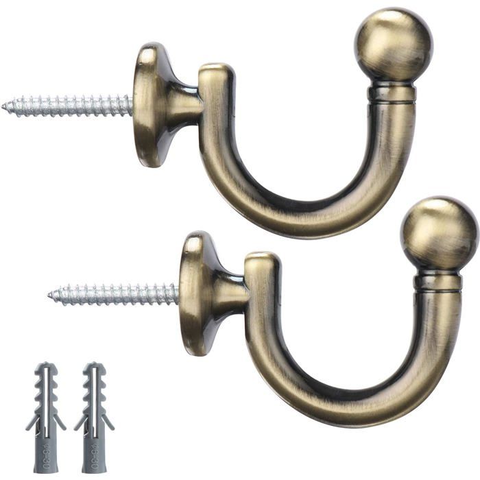 Lot De 2 Embrasses De Rideau À Tête Ronde-Crochets Muraux Pour Fenêtre Vêtements Manteau Chapeau-Porte-Serviettes-Bronze