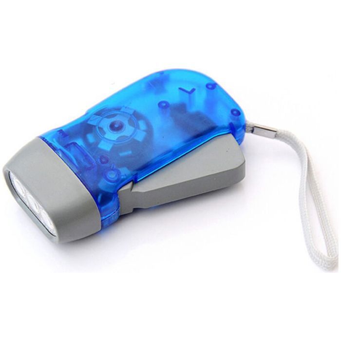 3pcs lampe de poche – Manuelle sans pile 3 LED – Pour camping et urgence – Bleu