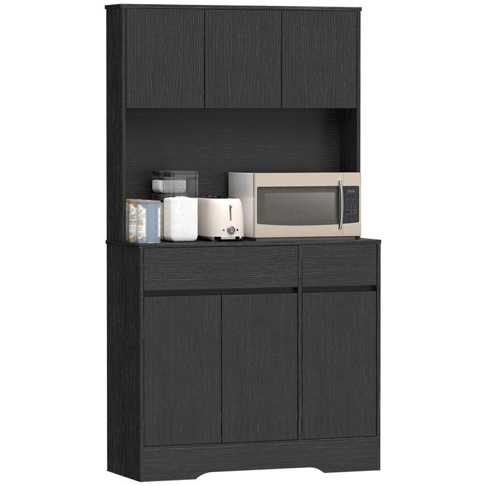 Buffet avec plan de travail - MINIMAL - 100 x 38 x 180 cm - 6 portes - 2 tiroirs - étagères réglables Buffet avec plan de travail - MINIMAL - 100 x 38 x 180 cm - 6 portes - 2 tiroirs - étagères réglables