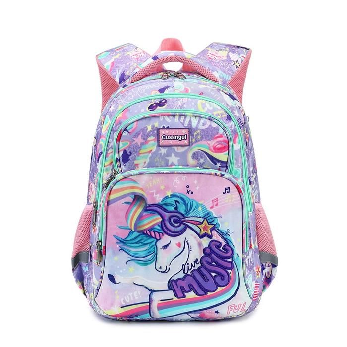 XJYDNCG Cartable Fille PrimaireSac à Dos EnfantImprimé Licorne Imperméable42x30x15cm - Violet