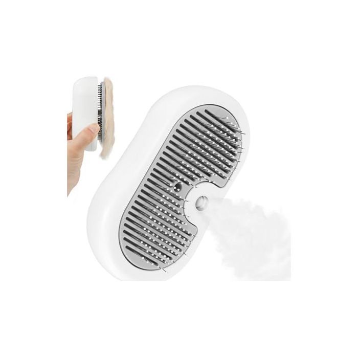 Nepfaivy Brosse Vapeur Chat Rechargeable - Brosse Vaporisateur pour Chat Poil Long et Court avec Bouton de Déclenchement Nettoyeu
