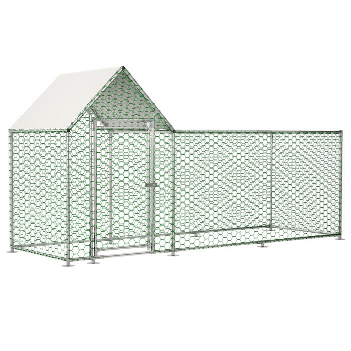 Poulailler Extérieur 3x1x1 5m - Enclos Métallique pour Poule et Lapin avec Bâche de Protection PE et Verrou de Sécurité