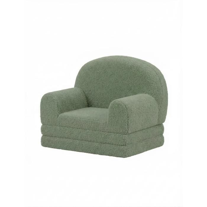 Fauteuil Enfant Design Couronne – 2-en-1 Canapé et Lounger Sherpa Ultra-Doux Pliable Parfait pour Lecture/Détente/Nursery