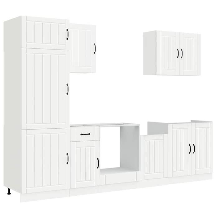 Maison Exclusive - Ensemble darmoires cuisine 7pcs Lucca blanc bois dingénierie Maison Exclusive - Ensemble darmoires cuisine 7pcs Lucca blanc bois dingénierie