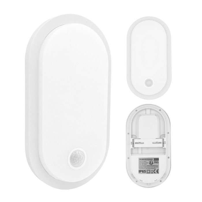 Maclean MCE534 W - Lampe LED avec détecteur de mouvement - capteur PIR blanche 10 W/15 W/18 W IP65