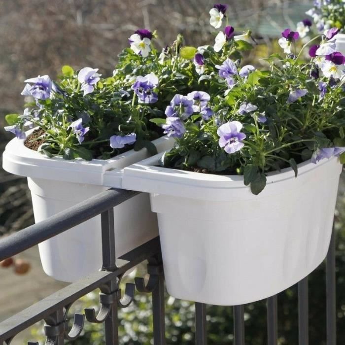 Jardinières et pots de fleurs - KLUNIA - Double jardinière - 40 cm - Blanc - Réserve d'eau interne