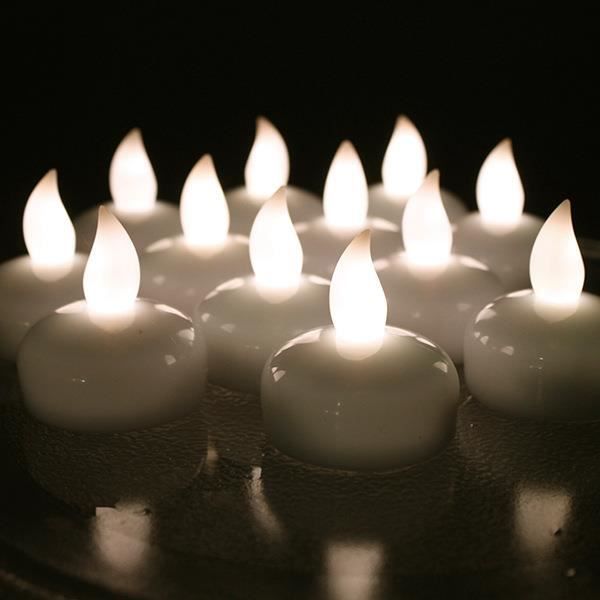 Noël Novelty Place Bougies flottantes à LED de fête d'anniversaire Thanksgiving Décoration étanche pour Mariage 12 Paquets Bougies Chauffe-Plat sans Flamme Blanc Froid fonctionnant à Piles 
