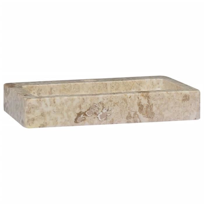 Lavabo Rectangulaire en Marbre - AKOZON - Crème - 38x24x65 cm
