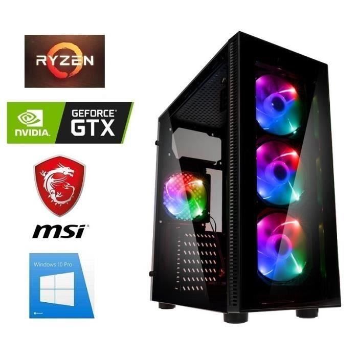 Vente Ordinateur de bureau PC Gamer Ryzen 5 - GeForce GTX 1660 6GO - 16GO RAM - SSD 240GO + DD 2000GO - WiFi - Antec NX210 - Windows 10 pas cher