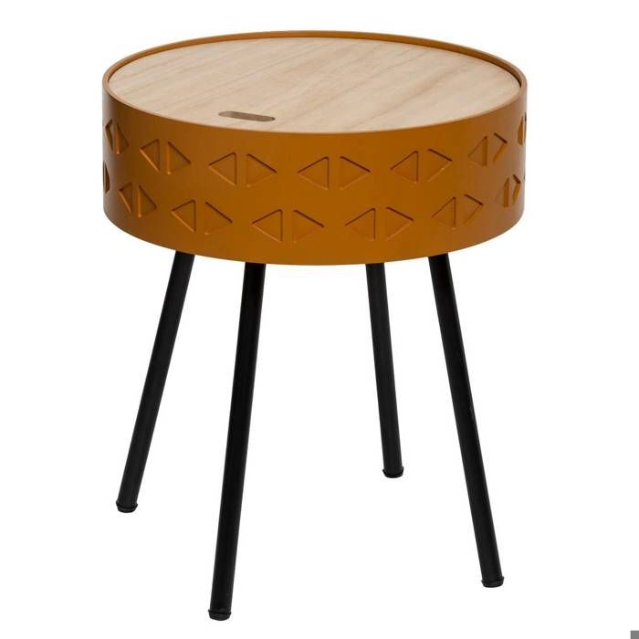 Table dappoint coffre Shiro jaune moutarde D39cm - Atmosphera Créateur dintérieur Table dappoint coffre Shiro jaune moutarde D39cm - Atmosphera Créateur dintérieur
