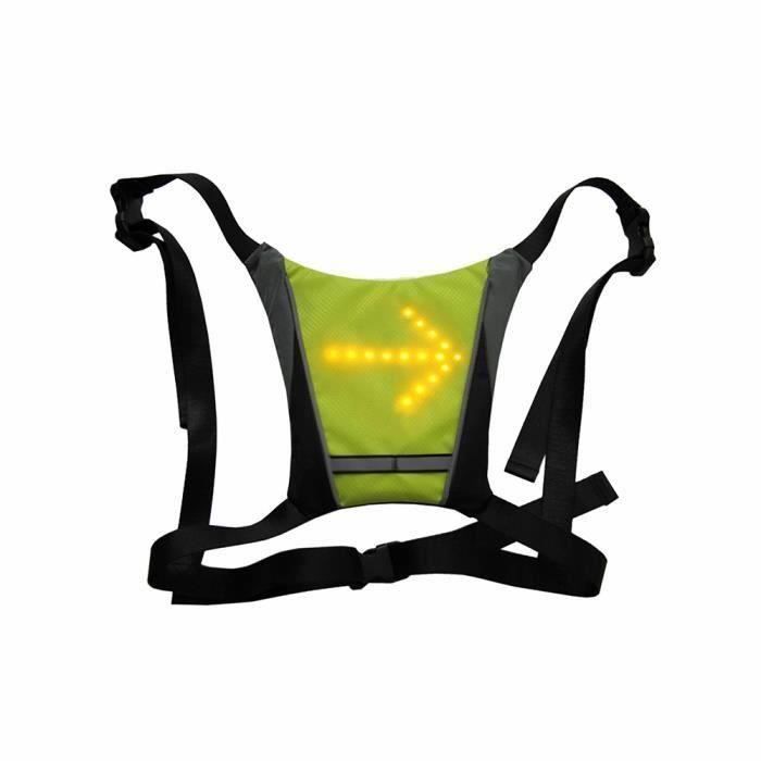 dossard gilet led clignotants - bretelles ajustables - télécommande sans-fil pour cycliste velo moto joggeur marcheur sac ecole