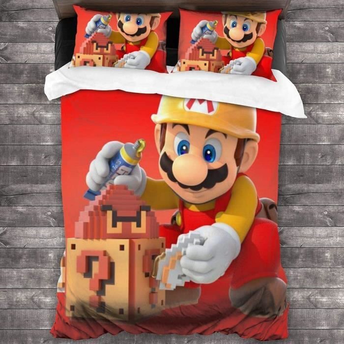 Parure Letto Super Mario Reversibile - Copripiumino 140x200 Cm E Federa, Poliestere Oeko-Tex - Foto 2